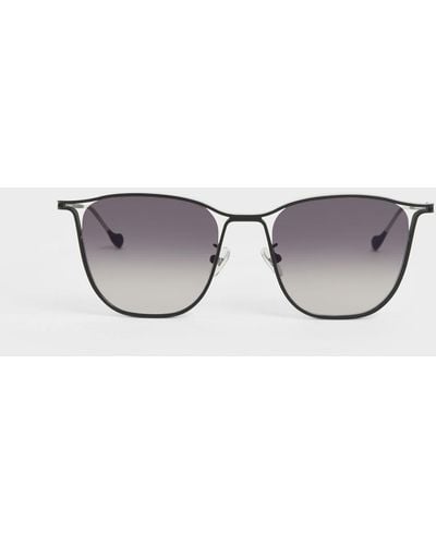 Charles & Keith Two-tone Wire Frame Butterfly Sunglasses - Gray