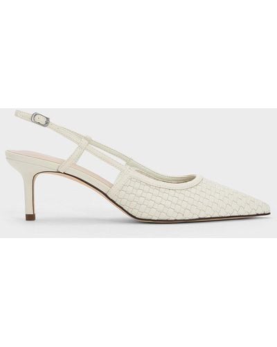 Charles & Keith Woven Slingback Pumps - White