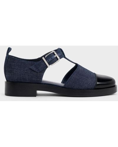 Charles & Keith Charly T-bar Buckled Sandals - Blue