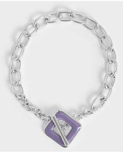 Charles & Keith Ellowyn Square Chain-link Bracelet - White