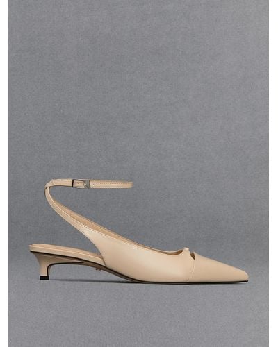 Charles & Keith Leather Kitten-heel Pumps - Gray