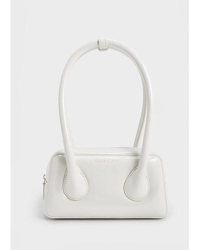 Charles & Keith Lula Patent Double Handle Bag - White