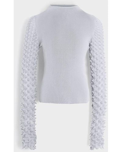Charles & Keith Spike Textured Long Sleeve Top - White