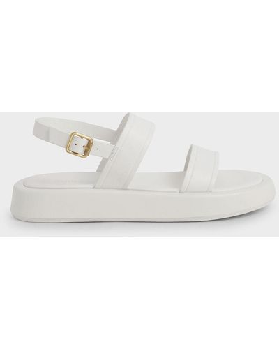 Charles & Keith Open Toe Slingback Platform Sandals - White