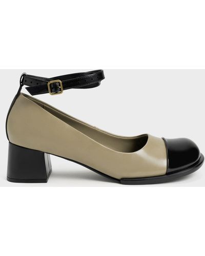 Charles & Keith Tubular Ankle-strap Pumps - Gray