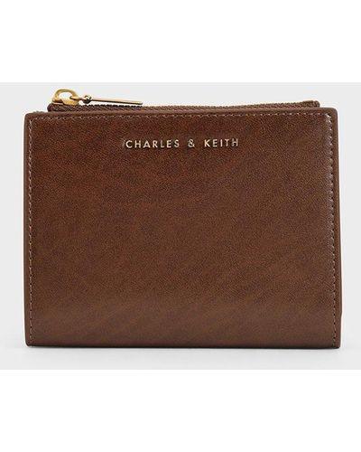 Charles & Keith Harmonee Top Zip Small Wallet - Brown