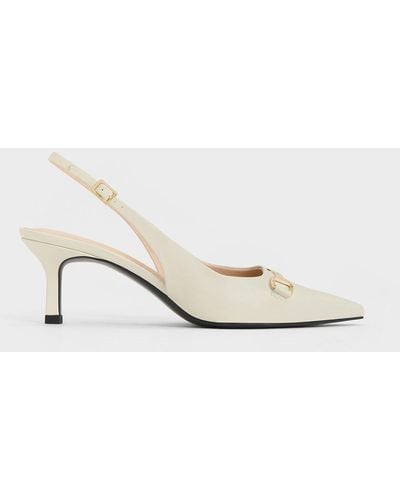 Charles & Keith Metallic-accent Slingback Pumps - Natural