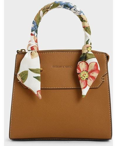 Charles & Keith Scarf-wrapped Top Handle Bag - Multicolor