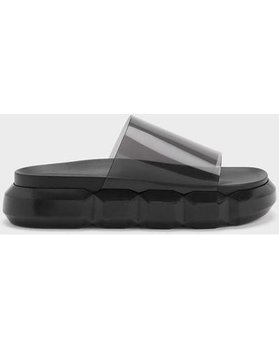Charles & Keith Fia See-through Slide Sandals - Grey