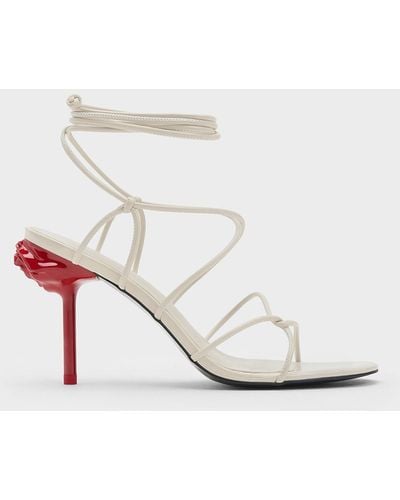 Charles & Keith Flor Rose-heel Strappy Sandals - White
