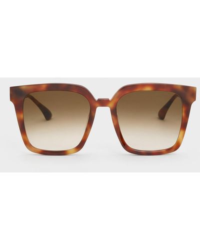 Charles & Keith Tortoiseshell Recycled Acetate Classic Square Sunglasses - Brown