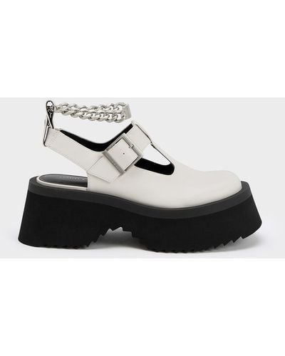 Charles & Keith Chunky Chain Cut-out Mary Janes - White