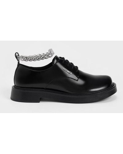 Charles & Keith Chunky Chain Derby Shoes - Black
