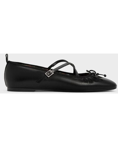 Charles & Keith Crossover-strap Mary Jane Flats - Black