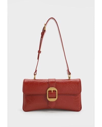 Charles & Keith Eilith Buckled Bag - Red