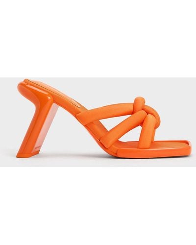Charles & Keith Toni Knotted Puffy-strap Mules - Orange