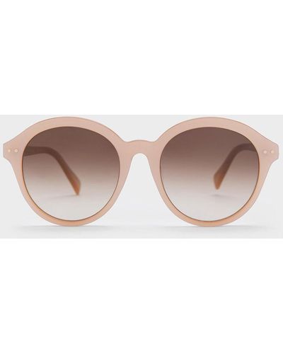 Charles & Keith Recycled Acetate Round Cat-eye Sunglasses - Natural