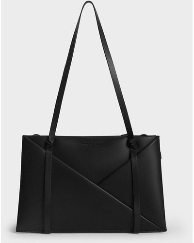 Charles & Keith Midori Geometric Tote Bag - Black