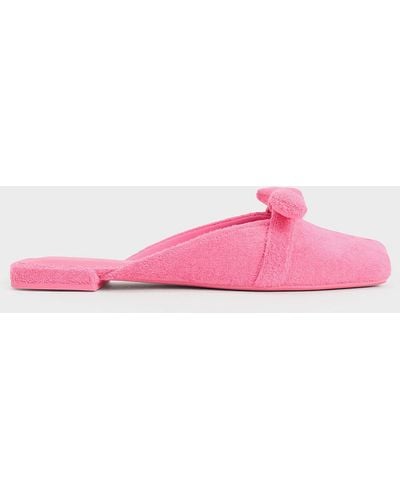 Charles & Keith Loey Textured Knotted Mules - Pink
