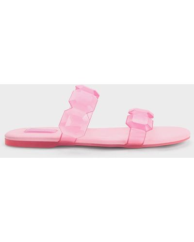 Charles & Keith Fia Gem-strap Slide Sandals - Pink