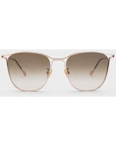Charles & Keith Wire Frame Butterfly Sunglasses - Natural