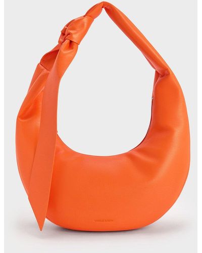 Charles & Keith Toni Knotted Curved Hobo Bag - Orange