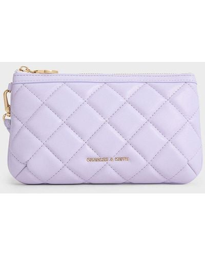 Charles & Keith Cressida Quilted Wristlet - Purple