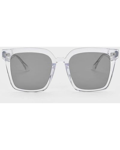 Charles & Keith Recycled Acetate Classic Square Sunglasses - Grey