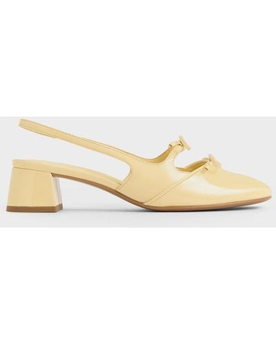 Charles & Keith Dorri Double-bow Slingback Court Shoes - Natural