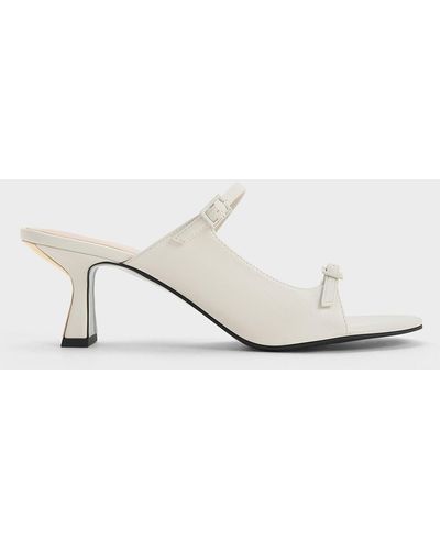 Charles & Keith Double Strap Heeled Mules - White