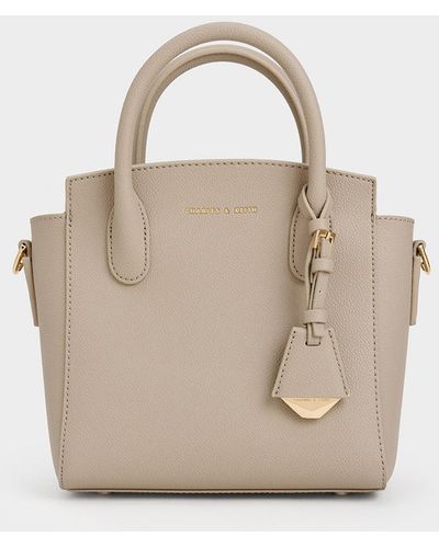 Charles & Keith Double Handle Trapeze Tote Bag - Natural