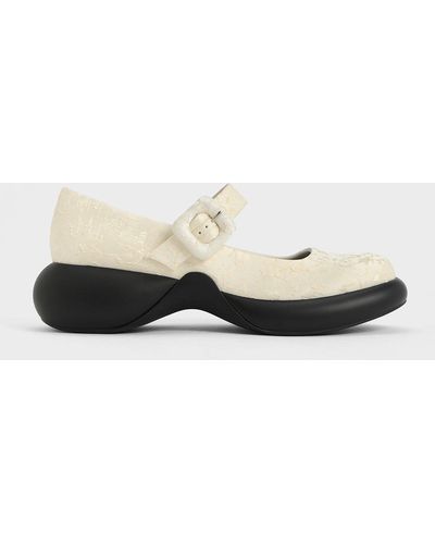 Charles & Keith Hallie Textured Mary Janes - White