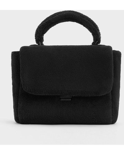Charles & Keith Loey Textured Top Handle Bag - Black