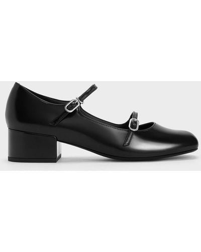 Charles & Keith Double-strap Block-heel Mary Janes - Black