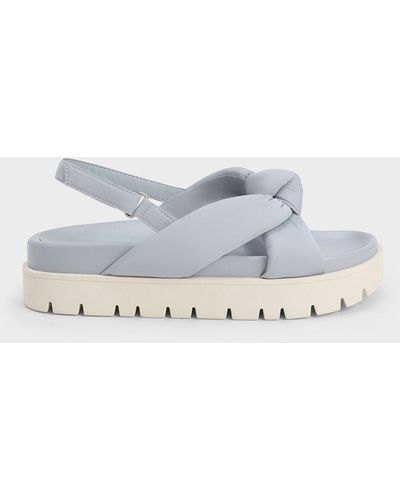 Charles & Keith Nylon Knotted Flatform Sandals - Grey