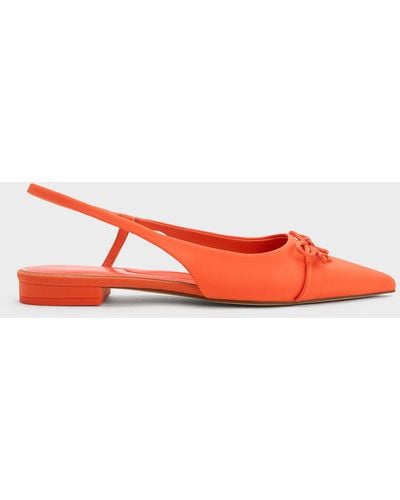 Charles & Keith Bow Pointed-toe Slingback Ballerinas - Red