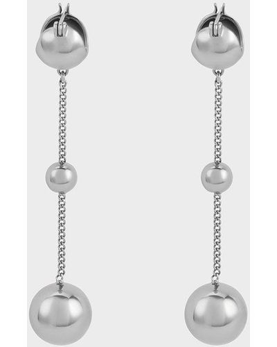 Charles & Keith Metallic Sphere Crystal-embellished Drop Earrings