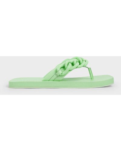 Charles & Keith Chain Link Thong Sandals - Green