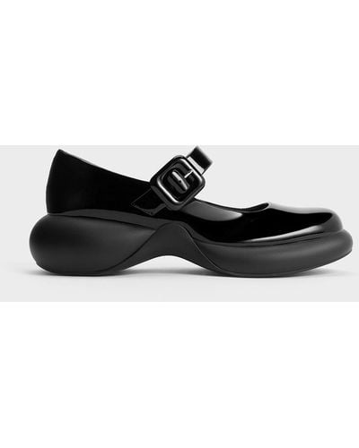 Charles & Keith Hallie Patent Leather Mary Janes - Black