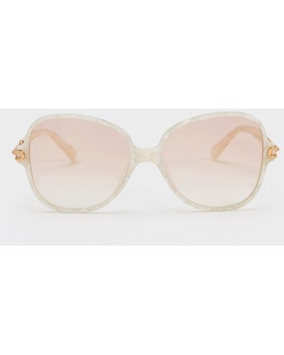 Charles & Keith Chain-link Oversized Butterfly Sunglasses - Natural