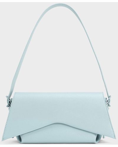 Charles & Keith Boaz Geometric Front Flap Bag - Blue