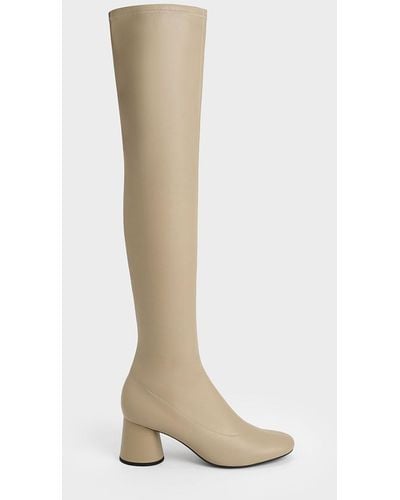 Charles & Keith Cylindrical Heel Thigh-high Boots - White