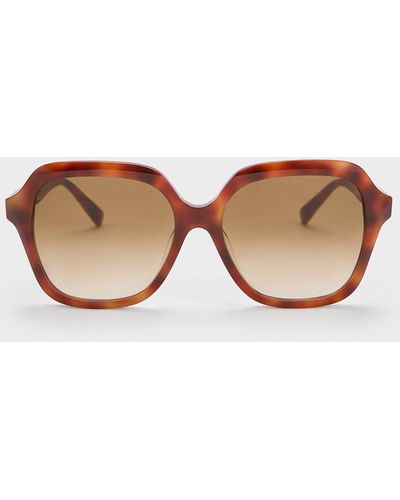 Charles & Keith Tortoiseshell Recycled Acetate Wide-square Sunglasses - Natural