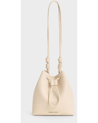 Charles & Keith Leia Knotted Bucket Bag - White