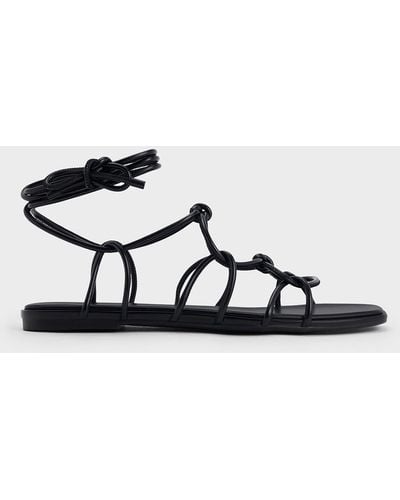 Charles & Keith Strappy Knotted Tie-around Sandals - White