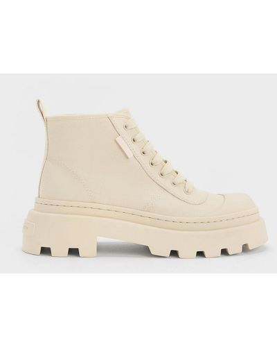 Charles & Keith Canvas High-top Trainers - Natural