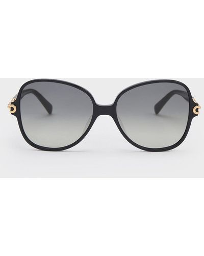 Charles & Keith Chain-link Oversized Butterfly Sunglasses - Gray