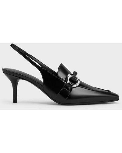 Charles & Keith Catelaya Metallic Accent Slingback Court Shoes - Black