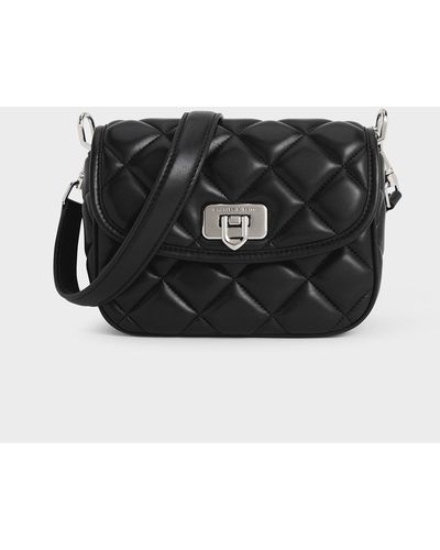 Charles & Keith Cressida Quilted Crossbody Bag - Black