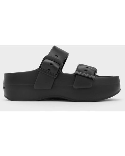 Charles & Keith Bunsy Double-strap Sports Sandals - Black